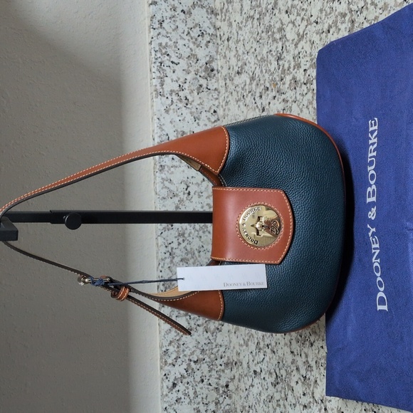 Dooney & Bourke Turnlock Hobo And Small Card Case Wallet Set Teal Leather NWT - Picture 3 of 12